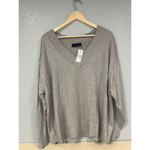 Lane Bryant Sweaters - Lane Bryant Heather Grey V-Neck Sweater Plus Size 22/24 NWT Lightweight Knit